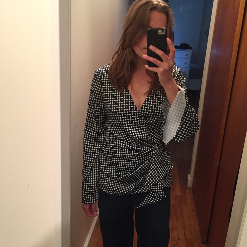 Polka dot Draped C/meo Collective top